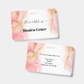 Badge Étiquettes de nom d'entreprise de beauté en agate  (Avant & arrière)