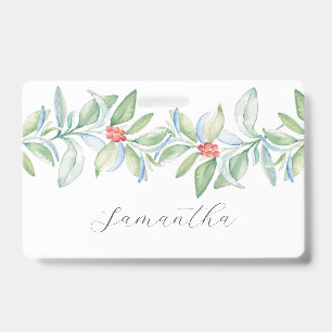 Badge Étiquettes de noms de verdure et de baies de Noël 