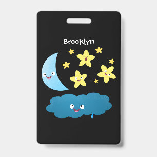 Badge Étoiles de chant mignonnes, lune et nuage de dessi