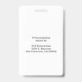 Badge Événement avec logo simple et code QR  (Arrière)