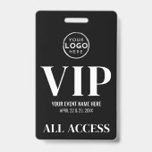 Badge Événement d'accès total VIP Logo Noir (Arrière)