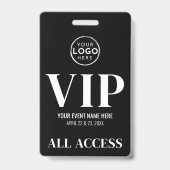 Badge Événement d'accès total VIP Logo Noir (Avant)