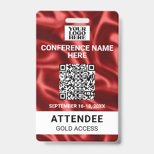 Badge Événement de conférence du salon Red Satin