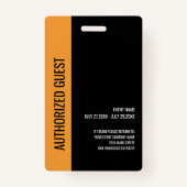 Badge Événement de musique Invité Pass (Dos)