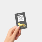 Badge événement équestre cheval feuille d'or nom monogra (Manuel / portable)