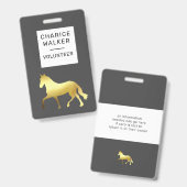 Badge événement équestre cheval feuille d'or nom monogra (Avant & arrière)