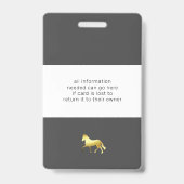 Badge événement équestre cheval feuille d'or nom monogra (Arrière)