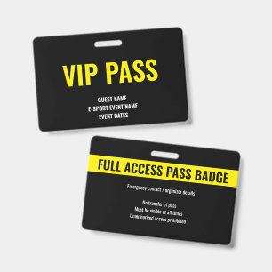Badge Événement personnalisé E-Sport VIP jaune minimalis