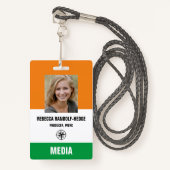Badge ÉVÉNEMENT SPÉCIAL PASS MÉDIA - Insigne I.D. photo (Devant avec lanière)