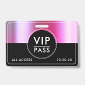 Badge Événement VIP Accès Total Métallic Argent Noir (Arrière)