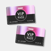 Badge Événement VIP Accès Total Métallic Argent Noir (Avant & arrière)