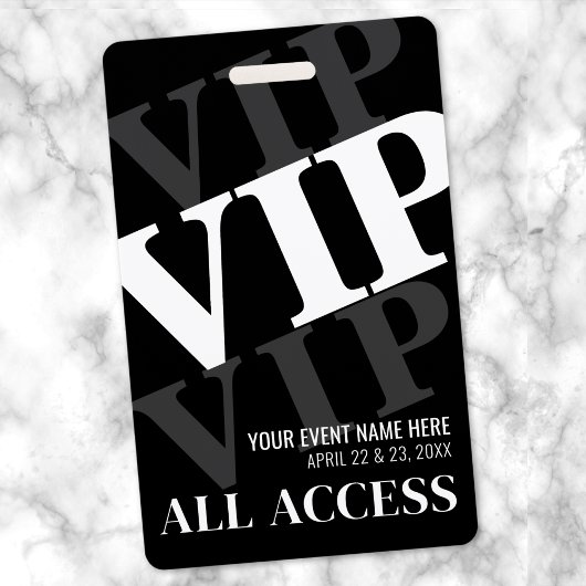 Badge Événement VIP Black Tout Accès