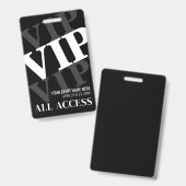 Badge Événement VIP Black Tout Accès (Avant & arrière)