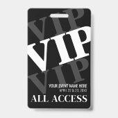 Badge Événement VIP Black Tout Accès (Avant)
