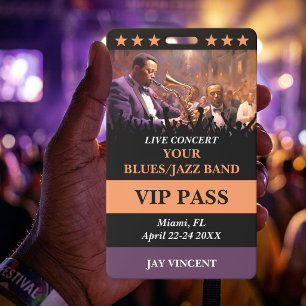 Badge Événement VIP Concert Live Jazz Blues Photo Person