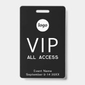 Badge Événement VIP Logo Simple Minimaliste (Arrière)