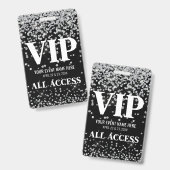 Badge Événement VIP Silver Glitter (Avant & arrière)