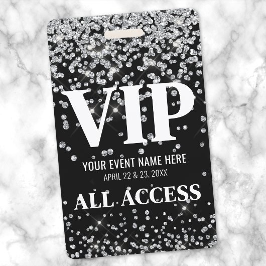 Badge Événement VIP Silver Glitter