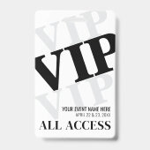 Badge Événement VIP Simple Noir Blanc (Avant)