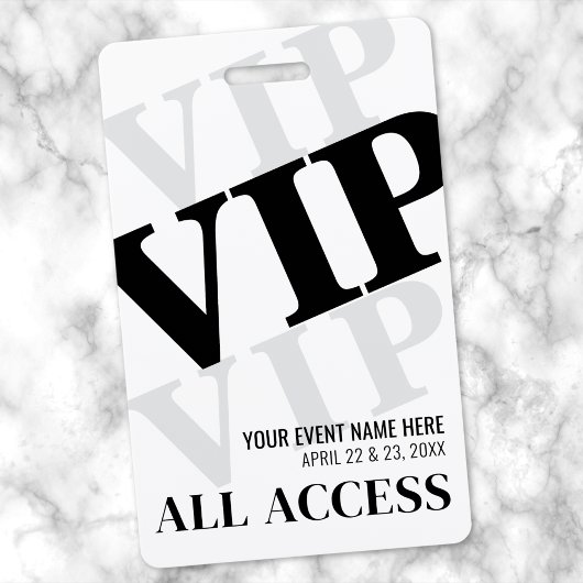 Badge Événement VIP Simple Noir Blanc