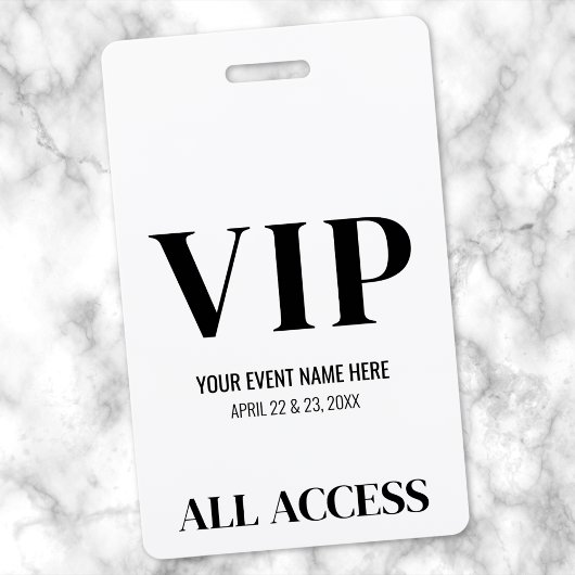 Badge Événement VIP Simple Noir Blanc