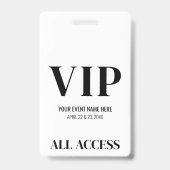 Badge Événement VIP Simple Noir Blanc (Avant)