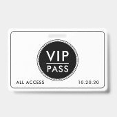 Badge Événement VIP tout accès Noir Blanc (Arrière)