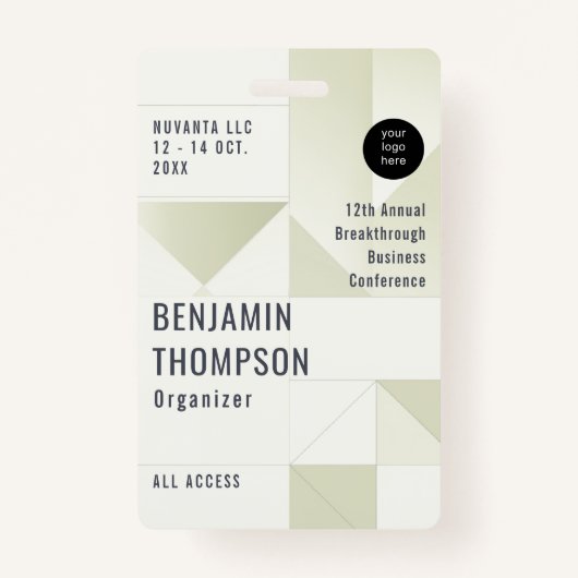 Badge Event Conference Business Corporate Green ID Nom (Devant)