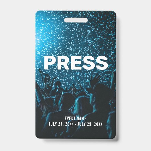 Badge Event Photo PRESS All Access Pass Identifiant de l (Face)