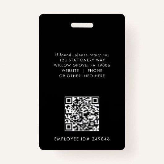 Badge EVERLY Dark Black Logo QR Code Employee ID Card (Dos)