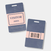 Badge Exemple de carte visiteur à code-barres bleu marin (Avant & arrière)