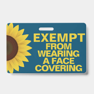 Badge Exempté de Masque Fleur de Tournesol