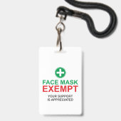 Badge Exonération du masque facial (Avant avec lanière)