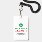 Badge Exonération du masque facial (Arrière avec lanière)