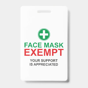 Badge Exonération du masque facial