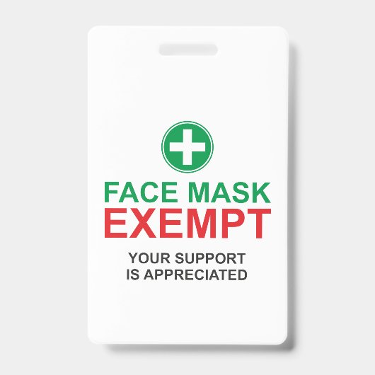 Badge Exonération du masque facial (Avant)