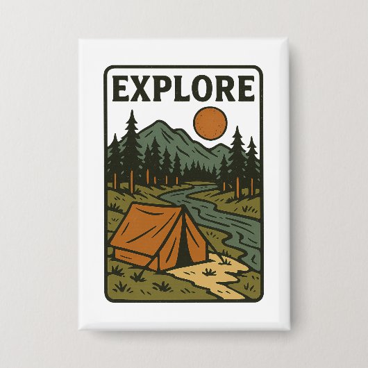 Badge Explorer le camping extérieur vintage (Recto)