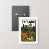 Badge Explorer le camping extérieur vintage (Recto/Verso)