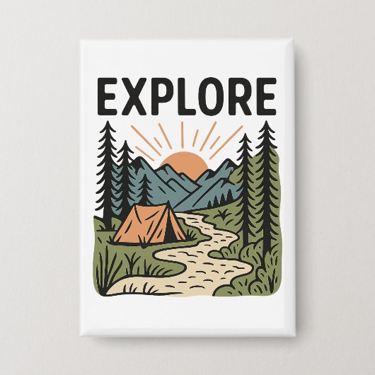 Badge Explorez l'aventure de plein air Camping Randonnée (Recto)