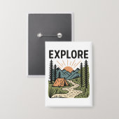 Badge Explorez l'aventure de plein air Camping Randonnée (Recto/Verso)