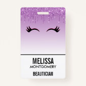 Badge Eyelashes rose et noir élégant sur Parties scintil (Dos)