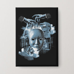 Badge Faceless - Techno-Goth Streetwear Design