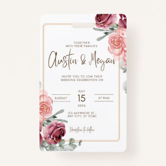 Badge faire-part de mariage arrière - plan blanc