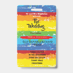Badge Faire-part de mariage Festival Rainbow Fun