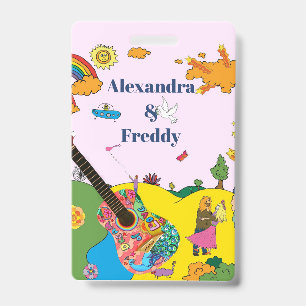 Badge Faire-part de mariage Russe Festival Hippie Fun