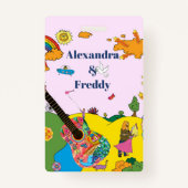 Badge Faire-part de mariage Russe Festival Hippie Fun (Devant)