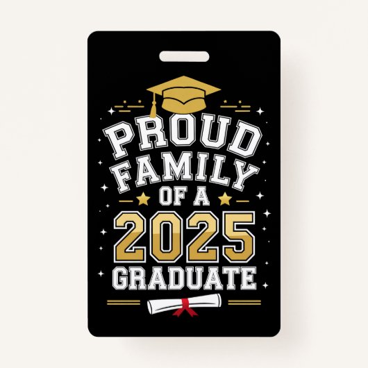 Badge Famille Fière D'Un Diplôme De 2025 (Devant)