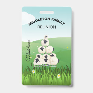 Badge Famille Réunion Collecte Amusants Mouton Noir Blan