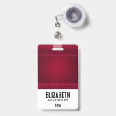 Badge Fancy & Élégant Fond Rouge Élégant (Avant avec rétractable)