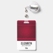 Badge Fancy & Élégant Fond Rouge Élégant (Arrière avec rétractable)